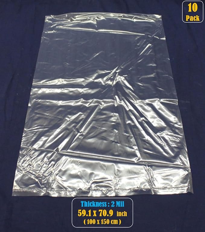 Extra Large Clear Plastic Storage Bags 59x71 Inches Huge Plastic Bags for Furniture, Big Luggage, Industry Equipments, Business and Agriculture Use (10 pcs)