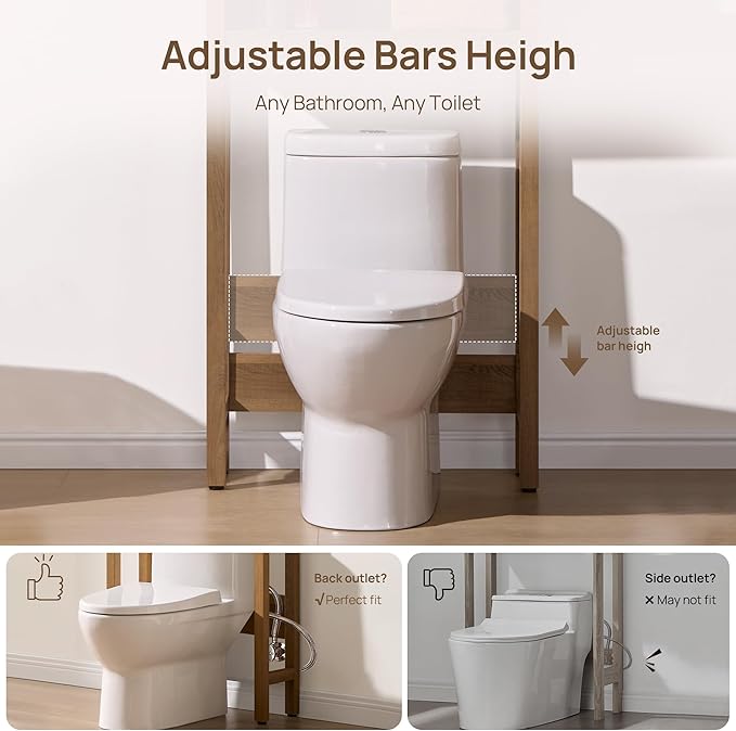 SICOTAS Over the Toilet Storage Cabinet, Rattan Door Bathroom Organizer | Freestanding Bathroom Organizer with Adjustable Shelf, Over Toilet Storage Cabinet for Bathroom, Laundry Room, dnd Restroom