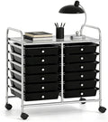 COSTWAY 12-Drawer Rolling Storage Cart, Utility Storage Organizer Cart | For Tools, Scrapbook, Paper, Craft, Multipurpose Art Supply Organizer on Wheels for Home Office School, Teacher, Black