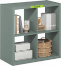 Furinno Cubicle 4-Cube Book Shelf, Extra Thick Frame Bookshelf, Light Grey | 14.6" x 30" x 30", Reversible Bookcase with Open Back, for Living Room, Bedroom, Home Office
