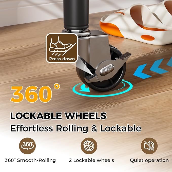 Golpart Heavy Duty Rolling Clothes Rack Wheels Portable Metal Garment Rack | Wardrobe Adjustable Wire Shelving Metal Double Clothing Racks for Hanging Clothes Organizer Closet Laundry Room Organization