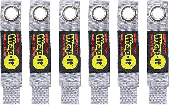 Heavy-Duty Wrap-It Storage Straps - 7" (6-Pack) Silver - Garage Organizer and Appliance Cord Holder for Home Storage Essentials