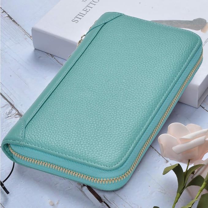 Easyoulife Credit Card Holder Wallet Womens Zipper Leather Case Purse RFID Blocking