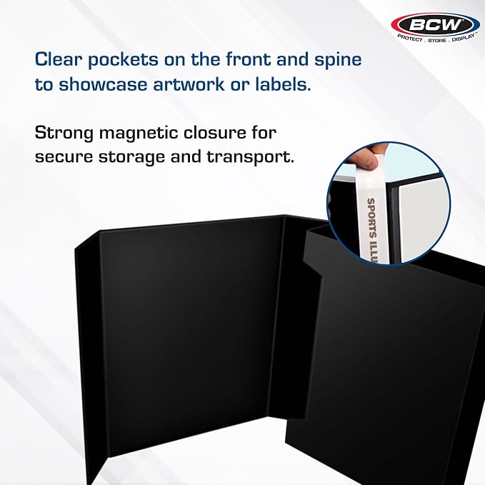 BCW Magazine File Holder - Black | Holds up to 20 Magazines | Magnetic Closure | Magazine Storage Box Holder | Magazine Box Ideal Organizer for Collectors and Storage Solution for Loose Magazines