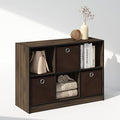 Furinno Cubic Closet Organizers and Storage, 6-Cube Closet Organizer with Bins, Open Shelf Storage, for Wardrobe, Bedroom, Living Room, Columbia Walnut