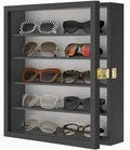 TJ.MOREE Sunglass Organizer Wall Mounted Glasses Holder Display Case 5 Tier | 13 x 15 inches Wooden Storage Box for Multiple Pairs Eyeglasses Sports Sunglasses