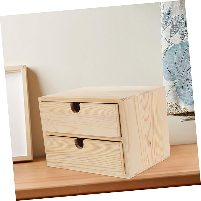 Cabilock Wooden Jewelry Organizer Versatile Storage Box with Two Layers Stylish Desktop for Home Office Classroom Natural Color for Aesthetic Decor