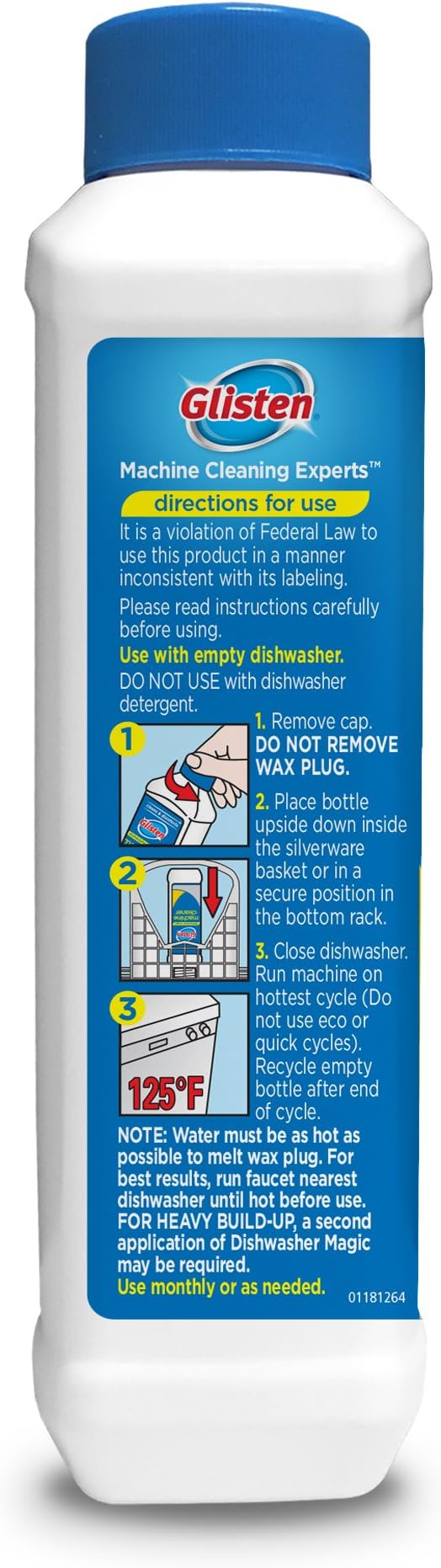 Glisten Dishwasher Magic Disinfectant & Cleaner Lemon 12 Oz (Pack of 2)