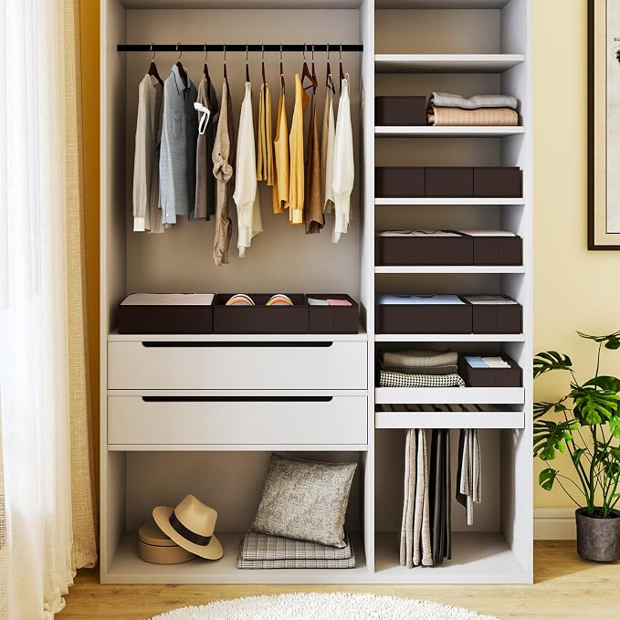 DIMJ Drawer Organizer Clothes, 12 Pack Underwear Organizer, Foldable Closet Organizers, Sock Organizer Bra Organizer, Fabric Dresser Organizer for Clothes, Bra, Socks, Tie (Brown)