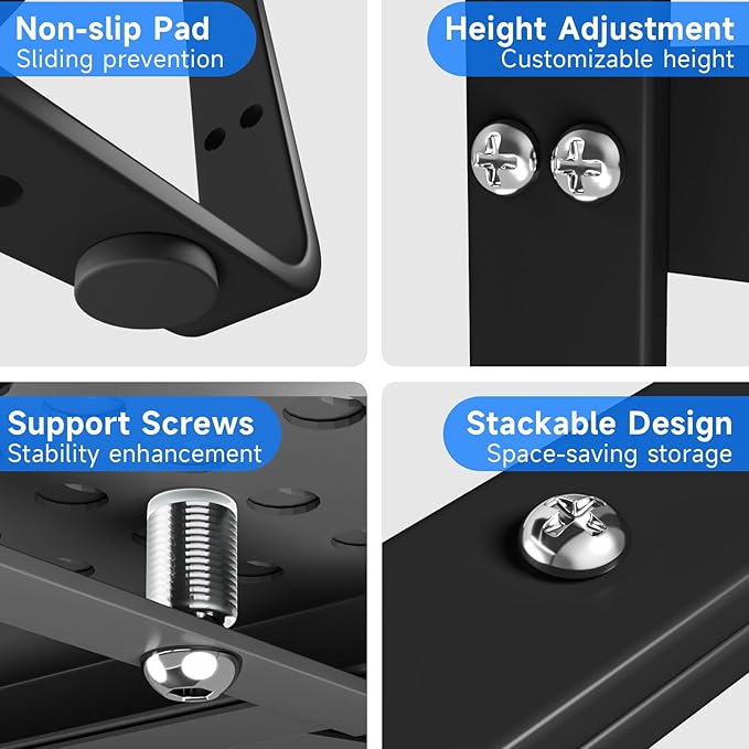Expandable Kitchen Shelf Organizers, Kitchen Cabinet Organizer Stand Rack Organization for Countertop Office Desktop Spice Rack, Black 2 Pack