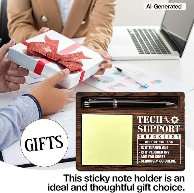 Tech Support Gifts for Women Men, Funny Gift for IT Tech Support Engineer Computer Programmer Christmas Birthday Funny Technology Gifts Sticky Note Holder Office Decor