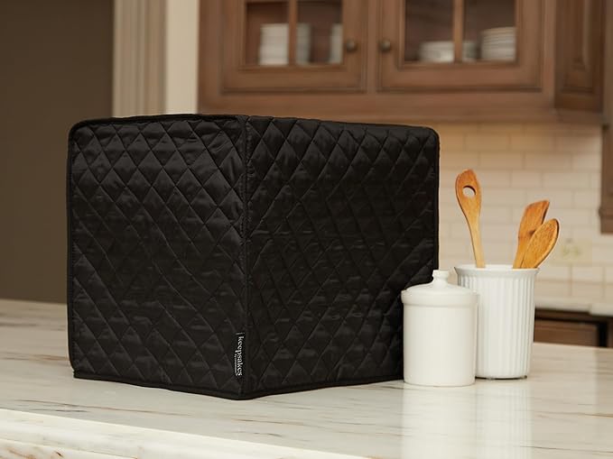 Covermates Keepsakes Rectangular Appliance Cover – Quilted Kitchen Appliance Cover for Countertop Storage – Dust Protection – Stain Resistant – Washable – Slip-On Appliance Design, Black