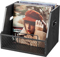 Vinyl Record Storage with Separators, Record Storage Box for 7/10/12 inch 60+ Vinyl Records Organizer Cases Wood Crate for Magazine Holder Black