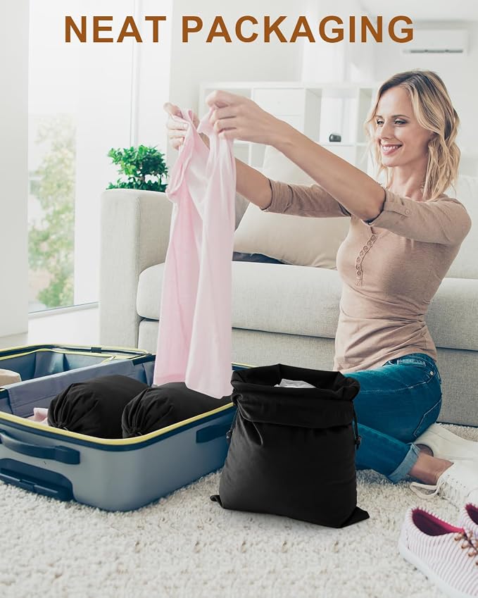 4 Pcs Shoe Bags for Travel, Dust Velvet Bags, Black Beauty, 17.3x12.6 Inch | Washable & Reusable Travel Shoe Bags, Dustproof Shoe Bags with Drawstring Closure, Suitable for Travel, Home Storage