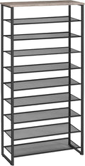 HOOBRO 10-Tier Shoe Rack for Entryway, 29.5" L Shoe Storage Organizer, Large Capacity Shoe Shelf for Closet, Front Door Entrance, Hallway, Holds 36-40 Pairs of Shoes, Greige and Black BG107XJ01