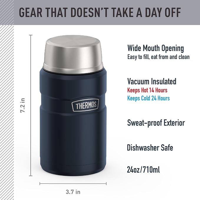 THERMOS Stainless King Vacuum-Insulated Food Jar, 24 Ounce, Matte Midnight Blue