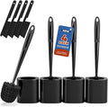 Holaloha Toilet Brush, 4 Pack Toilet Brush and Holder Set Bathroom Accessories, Toilet Bowl Brush and Holder with 4 Crevice Brush for Bathroom, Toilet Scrubber Brush, Black