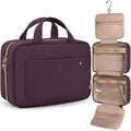 BAGSMART Toiletry Bag Travel Bag with Hanging Hook, Water-resistant Makeup Cosmetic Bag Travel Organizer for Accessories, Shampoo, Full-size Container, Toiletries (Dark Purple, Medium)