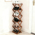 Bamboo Shoe Rack 6 Tier Foldable Shoe Rack for Entryway | Narrow Vertical Shoe Organizer Free Standing Shelf, Multifunctional Slim Storage for Bedrooms Living Room Corner