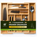 Premium Bamboo Kitchen Drawer Organizer, Perfect for Storing Cutlery, Silverware, and Gadgets, Suitable for Kitchens, Living Rooms, and Bedrooms, 5-7 Compartments, 13 to 19.6 Inches Wide