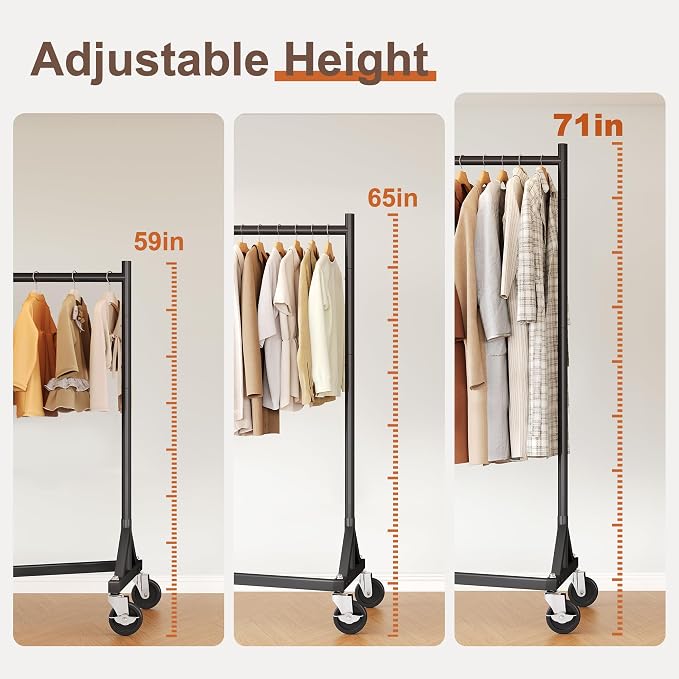 HOKEEPER Z Rack for Clothes Heavy Duty Clothing Rack Hold 500 LBS Commercial Garment Rack with Wheels Rolling Portable Clothes Rack for Bedroom, Laundry Room, Balcony 24"D x 63"W x 71"H, Black 2 Packs
