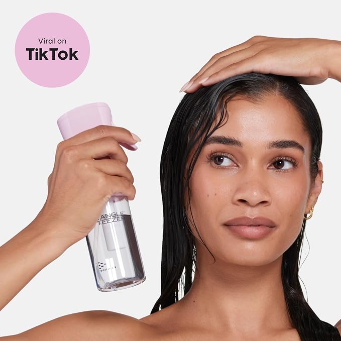 TANGLE TEEZER Travel-Size Fine Mist Spray Bottle, 6.1 oz, Millennial Pink | Travel-size reusable, refillable fine-mist continuous spray bottle; refreshes, detangles & styles hair on the go