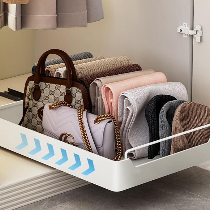 Garvee 15.7'' Pull Out Cabinet Organizer Fixed with Adhesive Durable Film,Sliding Drawers for Cabinets,No Drilling Required-Stainless Steel Material,Can Be Used for Cabinets, Bathroom Sinks