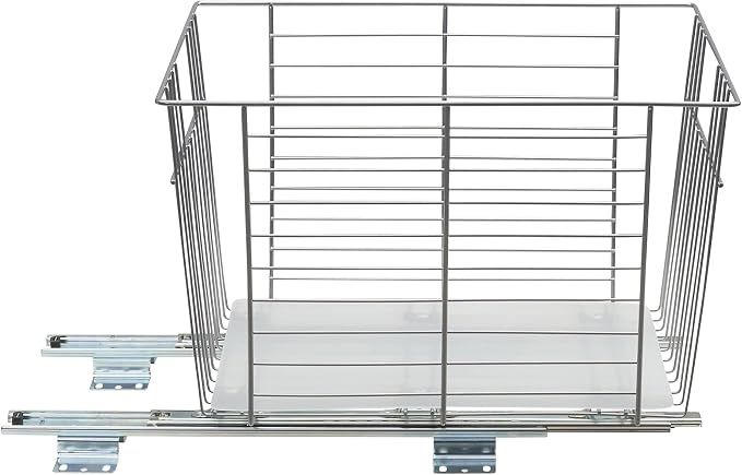 Household Essentials Nickel-Plated Steel Basket Organizer with Clear Plastic Liner