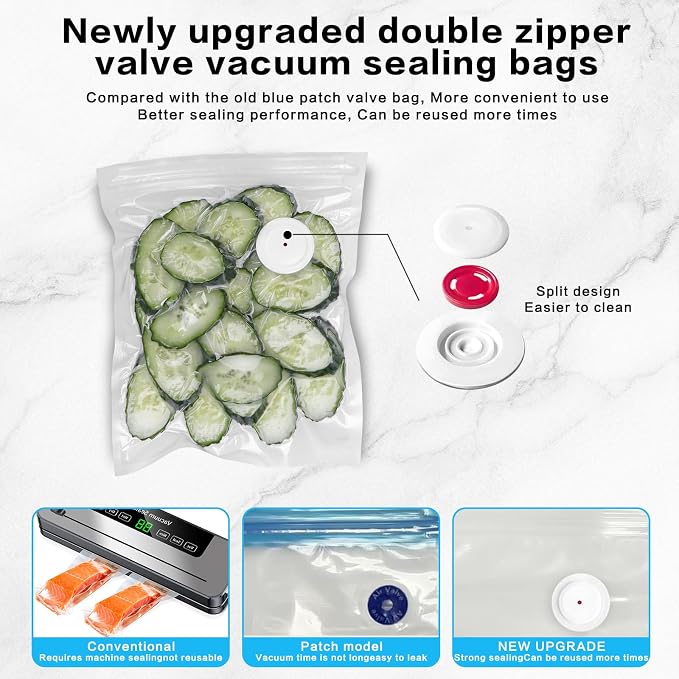 Handheld Vacuum Sealer for Food Powerful Vacuum Sealer Machine,Seal Meal Saver,Portable Food Sealer (Sealer + 20 Reusable Vacuum Bags)
