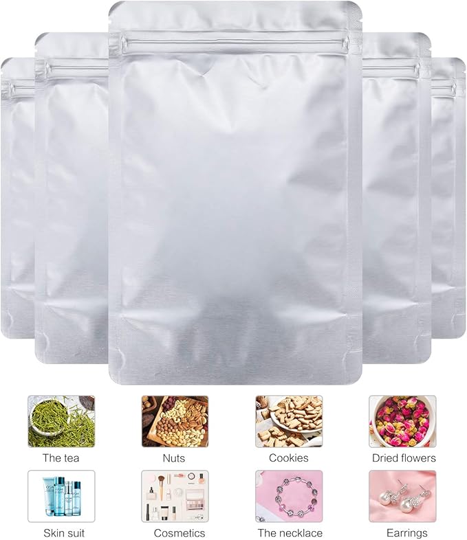 LZLPACKING 100 Pieces smell proof mylar bags,resealable packaging pouch bag with clear window for food storage,stand up pouch bags,lipgloss,eyelash jewelry electronics storage(6×9 Inch)