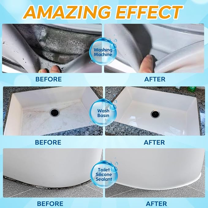 Mold Stain Remover Gel,Washing Machine Cleaner Front Load Washer Gasket Mold Remover Home Stain Cleaner Cleaning Gel for Grout Caulk, Bathroom, Shower, Bathtub, Refrigerator Cleaning Solution 10 Fl Oz