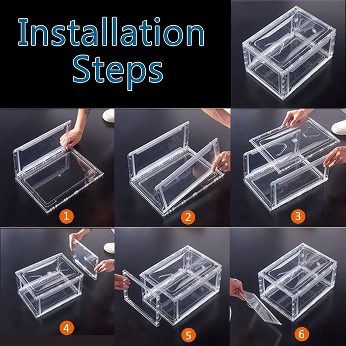 12 Pack Shoe Boxes, Rigid Clear Acrylic Panels Sneaker Display Cases | Magnetic Stackable Drop Front Shoe Storage Container Fits Men’s Size 15