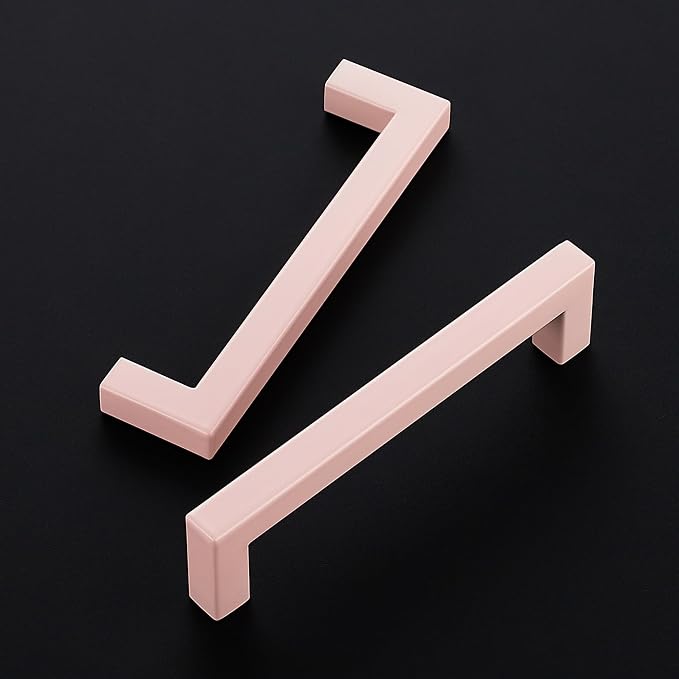 Ravinte Pink Square Cabinet Handles Drawer Pulls,5 Inch,60 Pack | Screws Included, Stainless Steel, Square Bar Grip, Easy Install, Kitchen Cabinet Hardware, For Cupboards, Drawers, Dressers