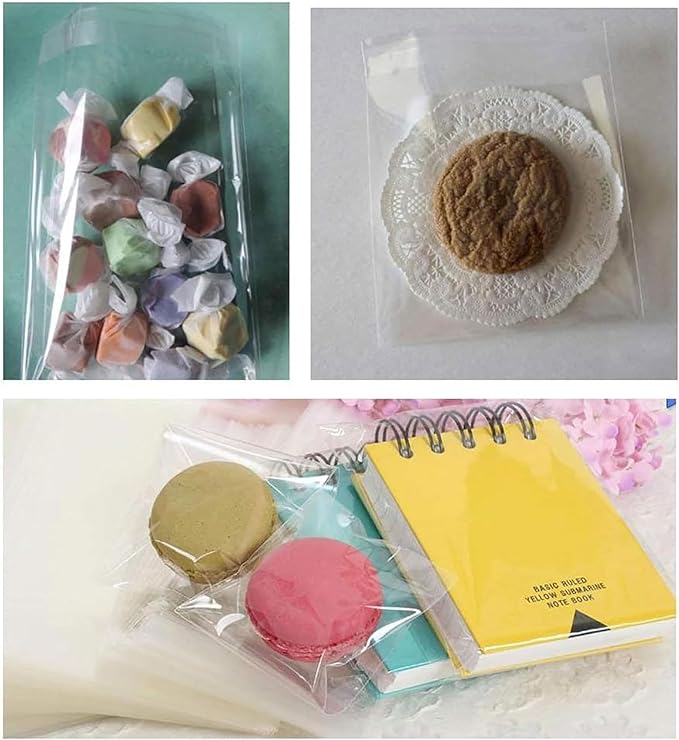 500 Count Combo Pack Warning Bags - 6x9, 9x12, 10x13, 11x14, 14x19 Inch Self Seal Celar Poly Bags with Suffocation Warning with Reclosable for Packaging, Clethes