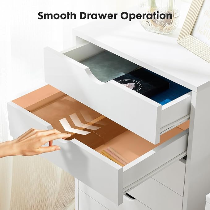 7 Drawer Mobile File Cabinet with Wheels, Office Storage Drawers, White | 7 Drawers Mobile File Cabinet with Wheels for Office Storage, Under Desk Organization and Printer Stand