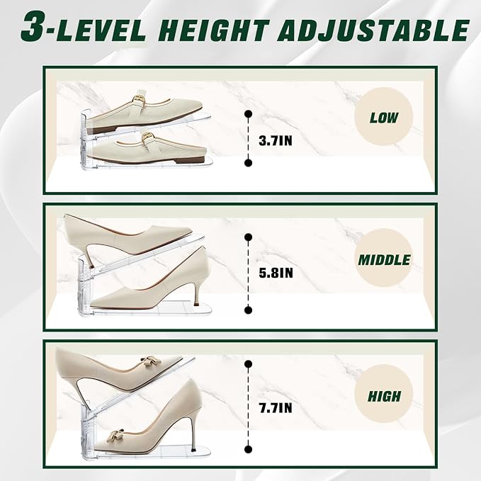 FENRUNXU Shoe Slots Organizer for Closet,16 Pack Shoe Stacker Shoe Rack Organizer for Closet Space Saver Storage Shoe Holder Organization(Transparent)