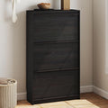 Shoe Cabinet with 3 Flip Drawers, 23.62" W Narrow Shoe Storage Cabinet for Entryway, Slim Shoe Organizer with Adjustable Shelves, Freestanding Shoe Rack for Hallway, Living Room, Black