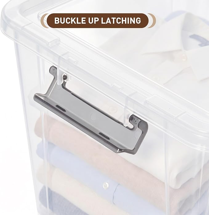 Citylife 6 Packs 32 QT Plastic Storage Bins with Lids Large Stackable Storage Containers for Organizing Clear Storage Box for Garage, Closet, Kitchen