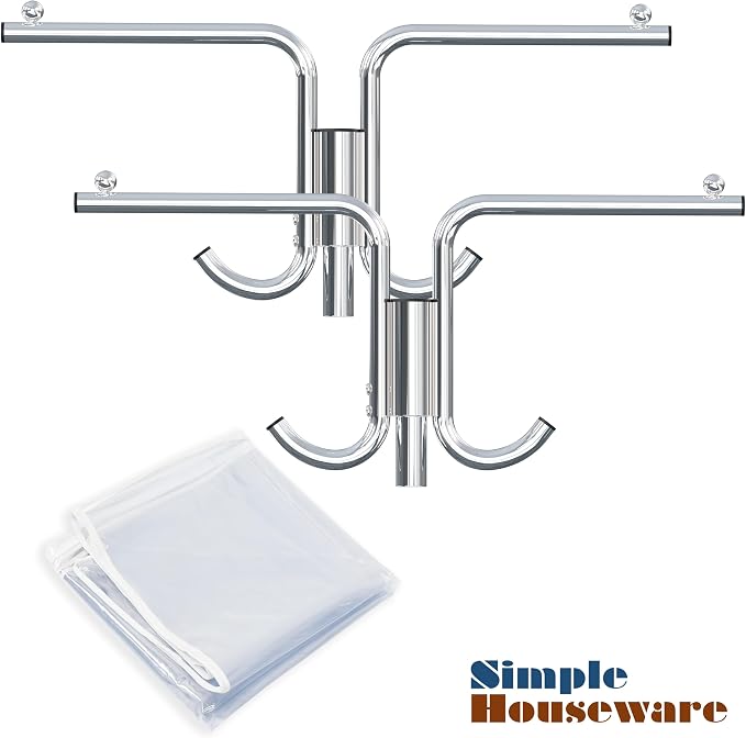 Simple Houseware Industrial Grade Z-Base Garment Rack w/Cover Tube Bracket | 500Lb Load with 62" Extra Long Bar, Clear Cover