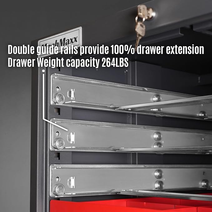 MechMaxx Heavy Duty Modular Drawer Cabinet – 9 Drawer Tool Storage Organizer, Steel Construction, 59" W x 28.5" D x 28.5" H，Model MD59A9
