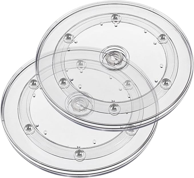 Jersvims 6 Inch Acrylic Turntable Platter, Transparent, 2Pcs | Round Rotating Plate, For Kitchen Pantry Cabinet Desk, Spice Cake Cookie Decorating