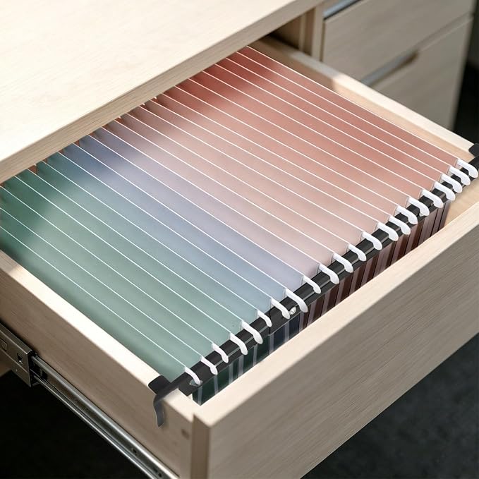 4 Pack Adjustable File Cabinet Rails, Metal Hanging File Folder Frame Cabinet Dividers Suitable for Cabinets with Drawer Thickness Less Than 0.71 Inches