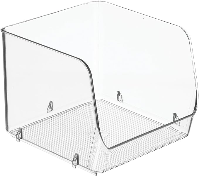 iDesign Stackable Open-Front Storage Bins for Kitchen and Pantry Organization - Set of 6 - Clear - Plastic