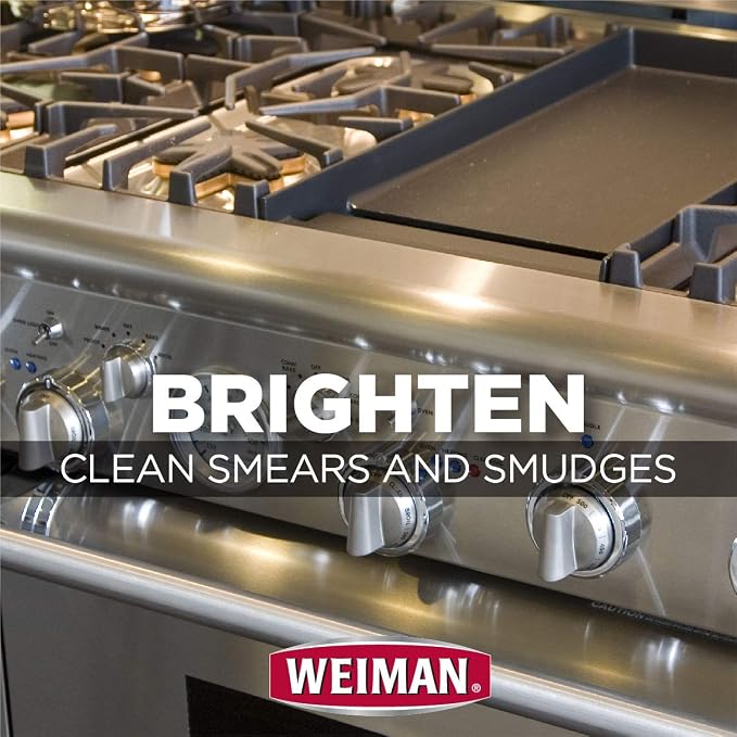 Weiman Stainless Steel Cleaner and Polish - Streak-Free Shine for Refrigerators, Dishwasher, Sinks, Range Hoods and BBQ grills, 22 Fl Oz