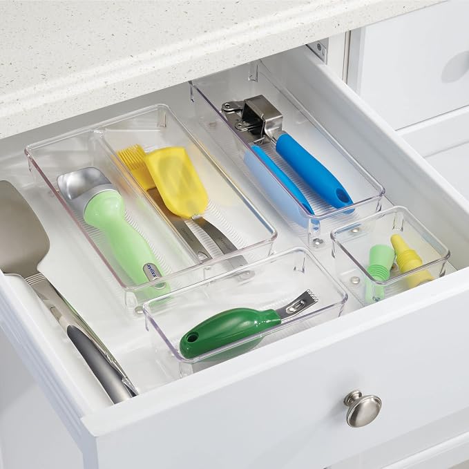 iDesign Kitchen Drawer Organizer, Clear | For Utensils, For Tools, For Gadgets