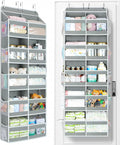 Yecaye 5-Tier Over The Door Organizer Dual-Column, 80lbs Load Over the Door Storage of 10 Compartments, Heavy Duty Door Organizer Hanging for Bedroom Closet Nursery Bathroom Pantry, Gray, 2 Pack