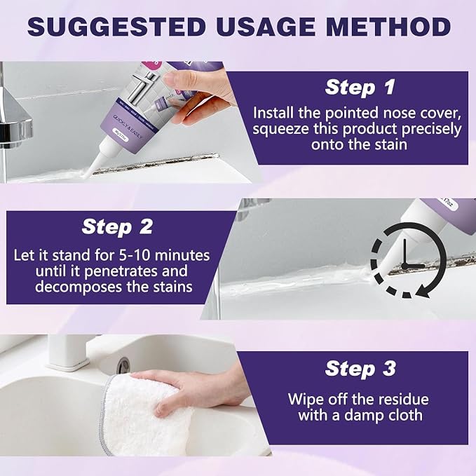 2Pcs Cleaning Remover Gel,Powerful Household Cleaning Gel,Suitable for Bathroom and Kitchen Tile Gaps,sink, countertop Safe Formula That Does Not Damage Surface Strong penetration