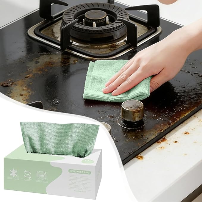 Microfiber Cleaning Cloths in Box, 20 Pack Extract Towels, Lint Free Reusable Rags for Household Kitchen Cleaning, Ultra Absorbent Multi-Purpose Wipes for Car Wash Detailing (02)