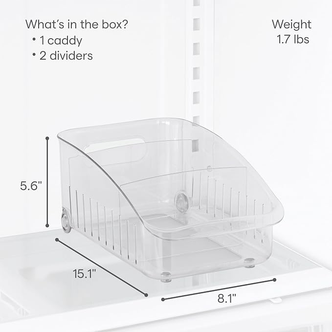 YouCopia RollOut Fridge Drawer 8”, Adjustable Bin Refrigerator Organizer (Pack of 4)