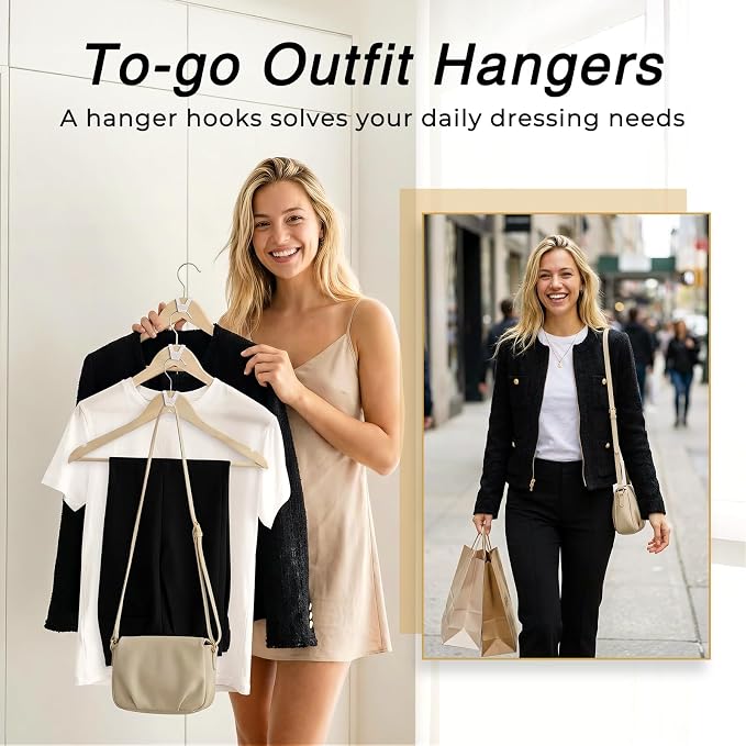 HOUSE DAY Space Saving Hangers 100 Pack, Clear Clothes Hanger Connector Hooks, Heavy Duty Hangers Space Saver, Premium College Dorm Room Essentials, Closet Organizers and Storage